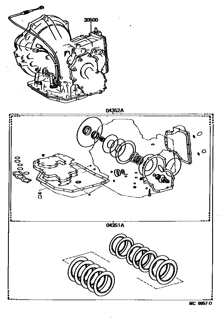 Toyota COROLLA 传动桥或变速器总成和衬垫组件(ATM) EPC diagram — MC9957D