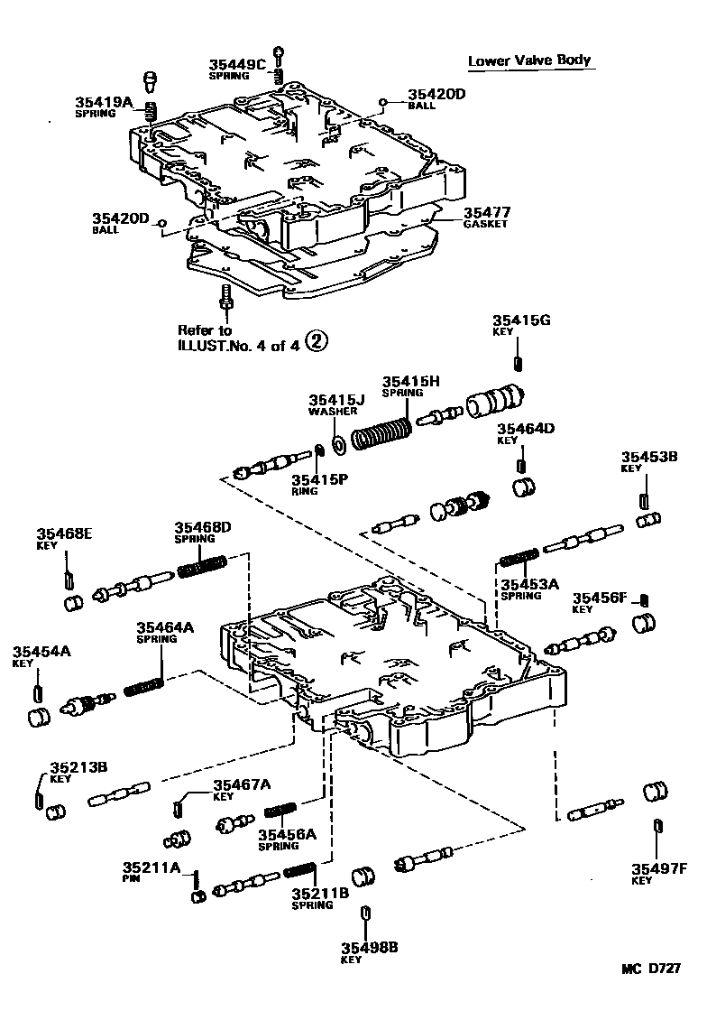 Toyota COROLLA 阀体和滤油网(ATM) EPC diagram — MCD727