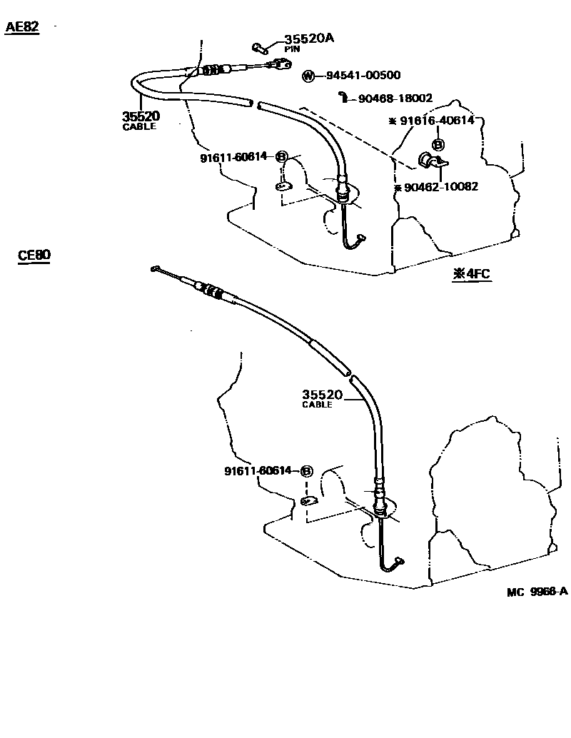 Toyota COROLLA 节气阀连杆和阀杆(ATM) EPC diagram — MC9966A