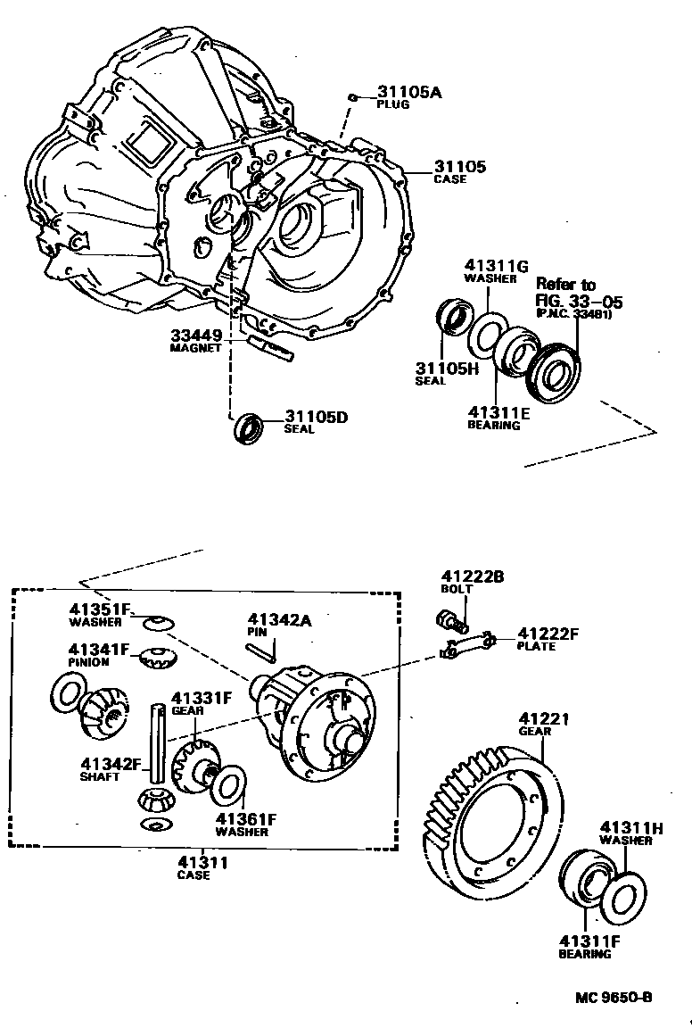 Toyota COROLLA 前桥壳和差速器 EPC diagram — MC9650B