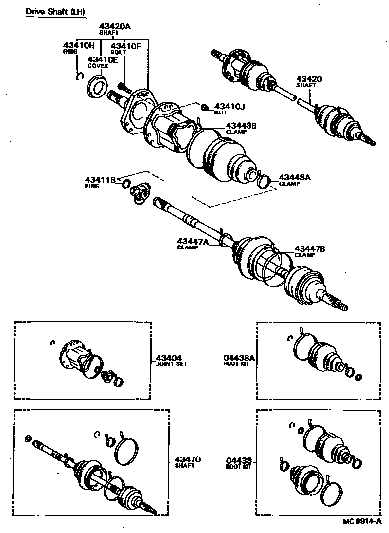 Toyota COROLLA Front Drive Shaft EPC diagram — MC9914A