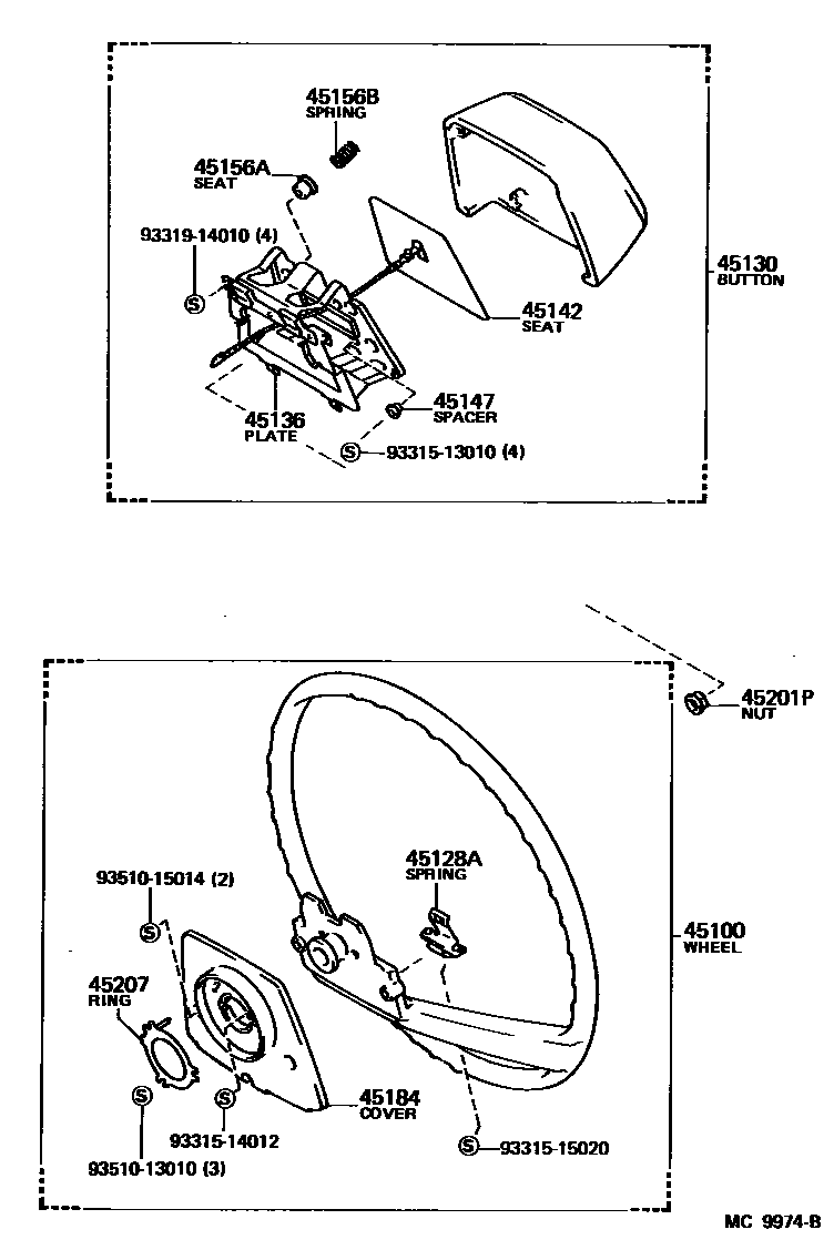 Toyota COROLLA Steering Wheel EPC diagram — MC9974B