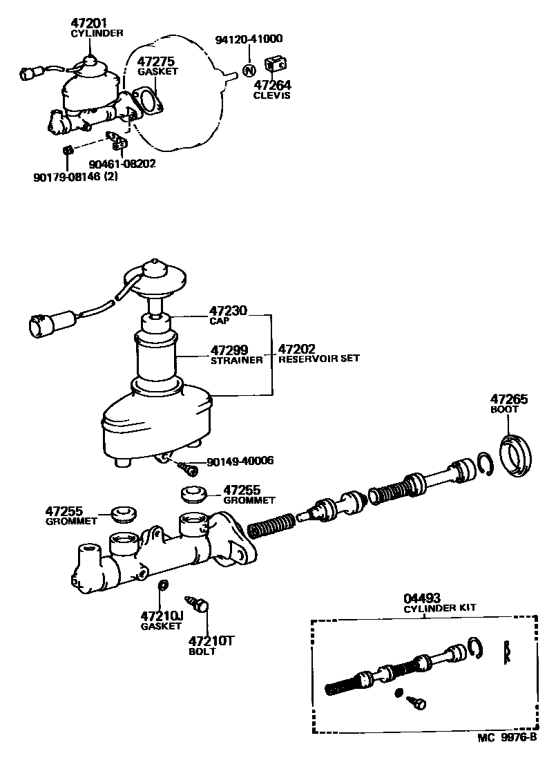 Toyota COROLLA 制动总泵 EPC diagram — MC9976B