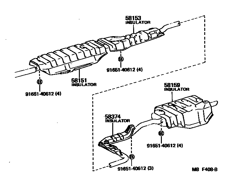Toyota COROLLA 地板隔热垫 EPC diagram — MBF408B