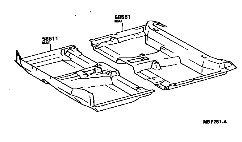 Toyota COROLLA 地板垫和地毯 EPC diagram — MBF251A