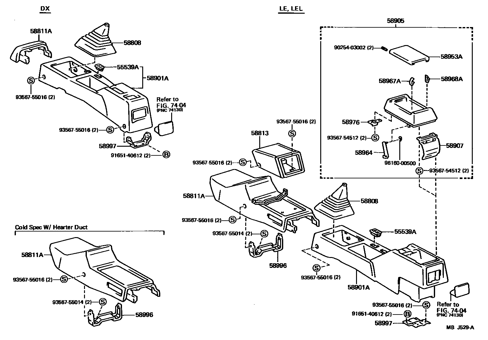 Toyota COROLLA 中央扶手箱和支架 EPC diagram — MBJ529A