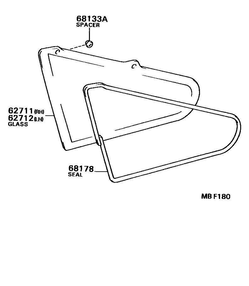 Toyota COROLLA 角窗 EPC diagram — MBF180