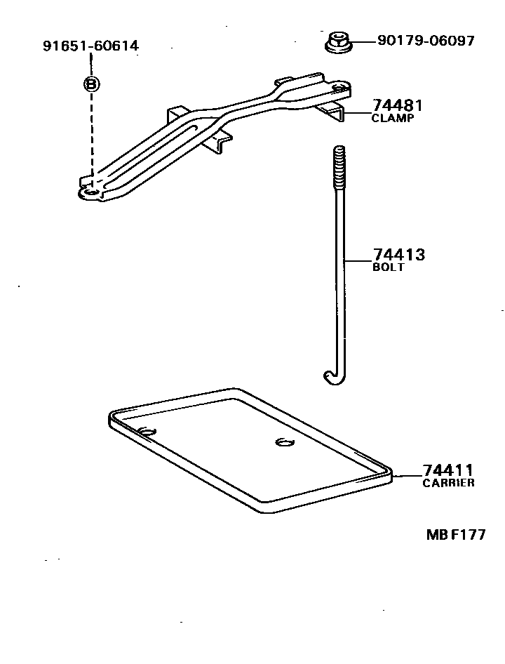 Toyota COROLLA battery holder EPC diagram — MBF177