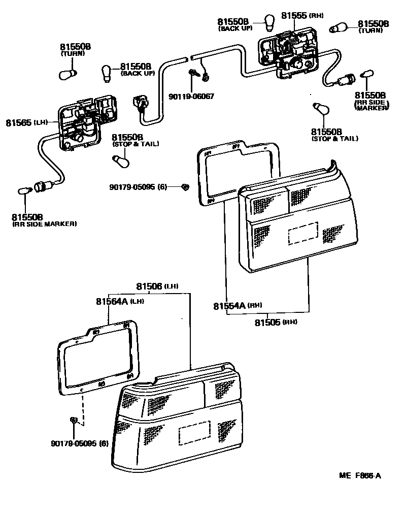 Toyota COROLLA 后组合灯 EPC diagram — MEF866A