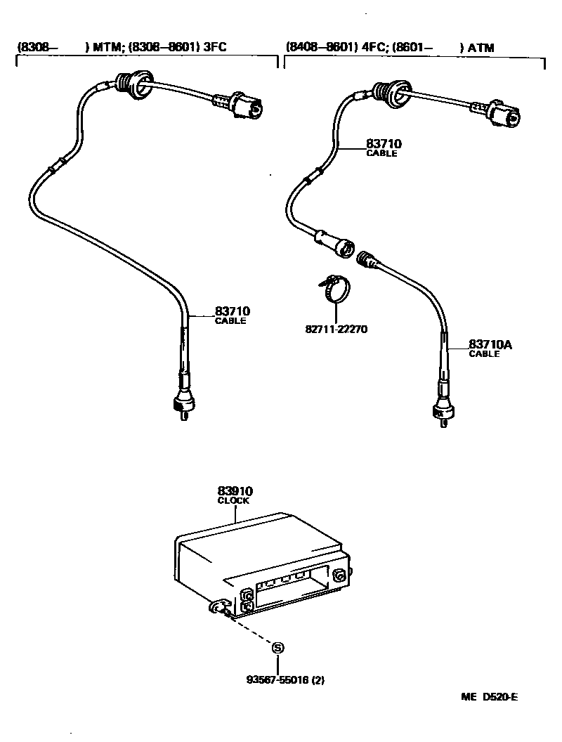 Toyota COROLLA 仪表 EPC diagram — MED520E