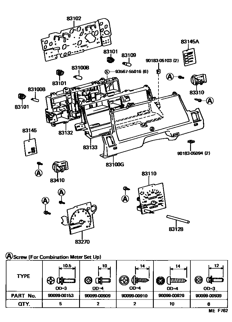 Toyota COROLLA 仪表 EPC diagram — MEF762