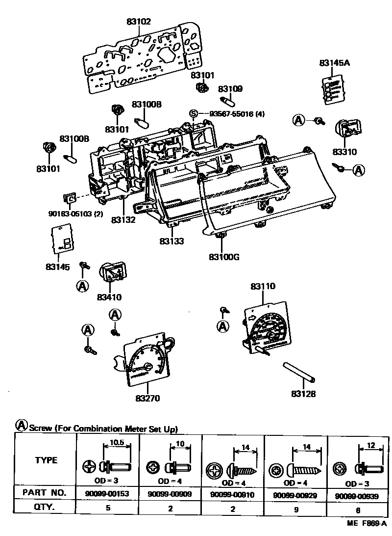 Toyota COROLLA 仪表 EPC diagram — MEF869A