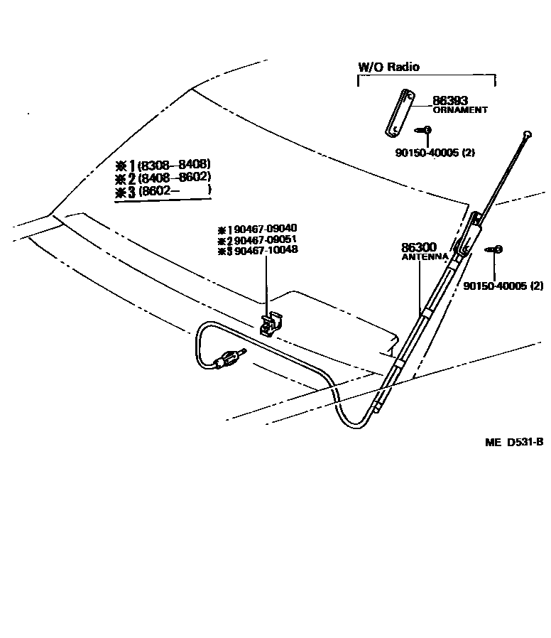 Toyota COROLLA antenna EPC diagram — MED531B