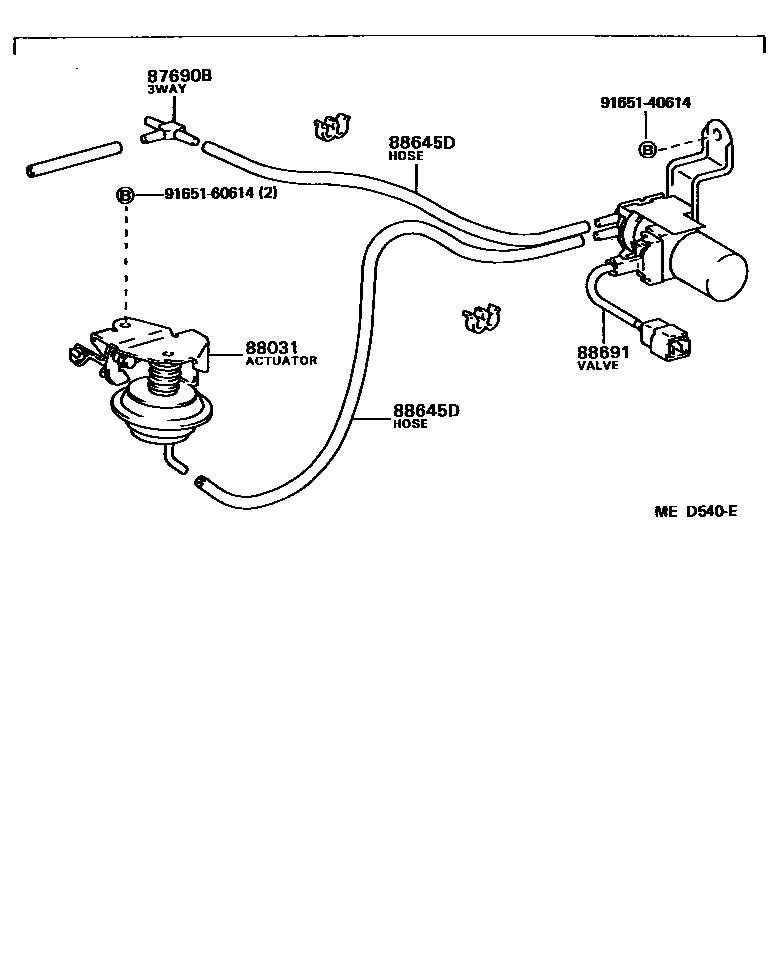 Toyota COROLLA 暖风和空调系统 - 真空管 EPC diagram — MED540E