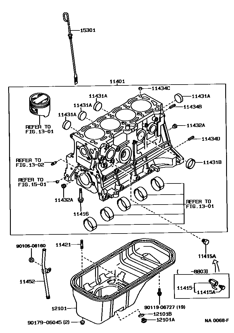 Toyota COROLLA Cylinder Block EPC diagram — NA0068F