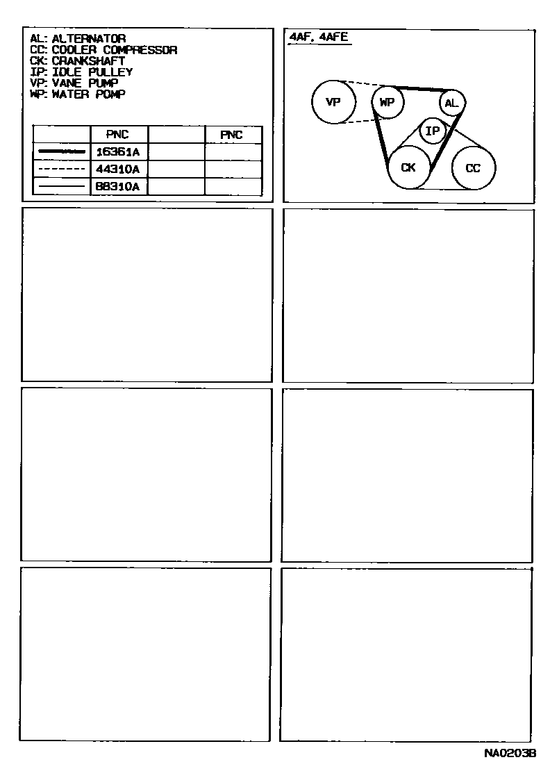 Toyota COROLLA V-Belt EPC diagram — NA0203B
