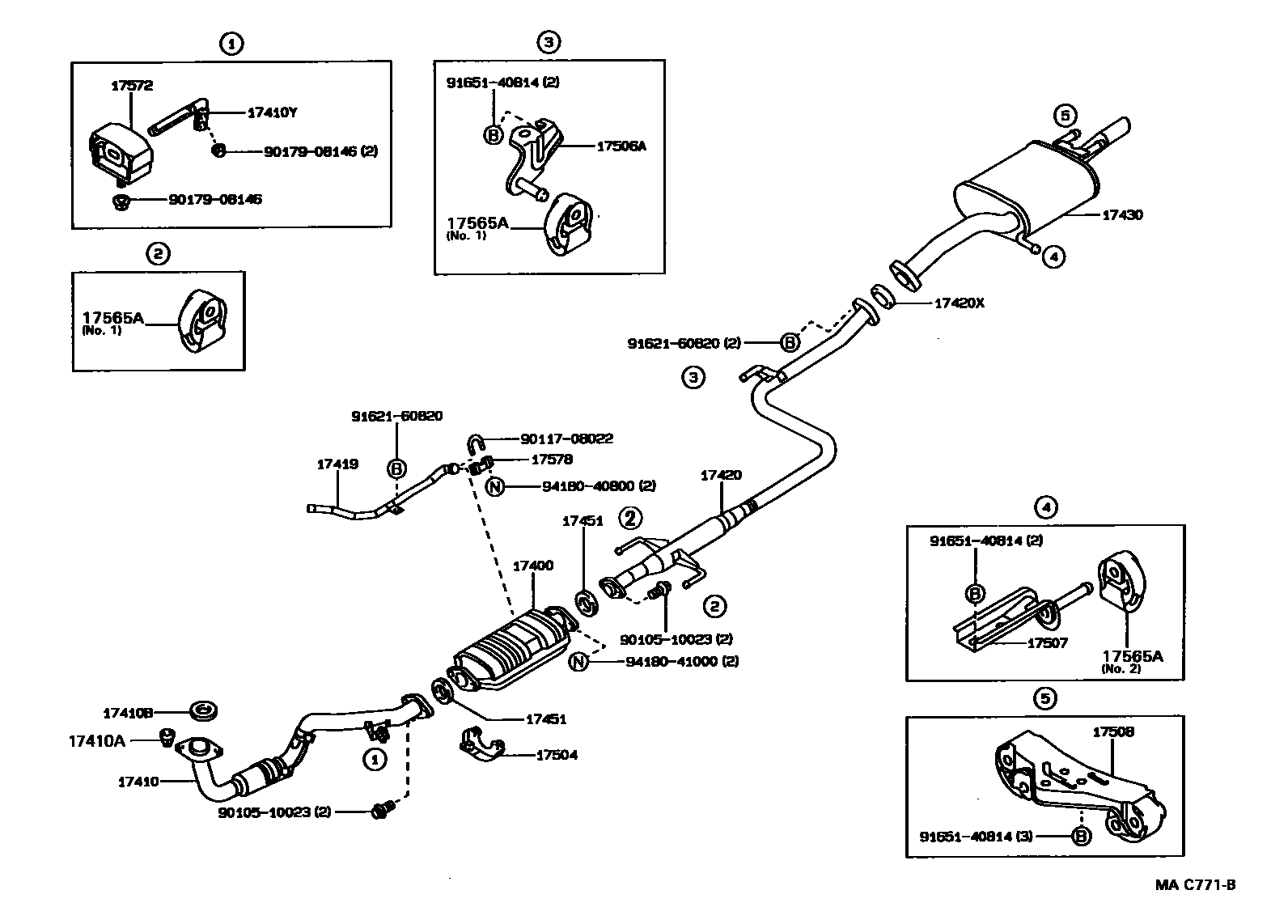 Toyota COROLLA Exhaust Pipe EPC diagram — MAC771B