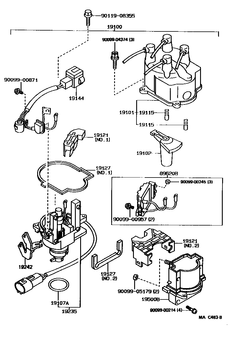 Toyota COROLLA 分电器 EPC diagram — MAC483B