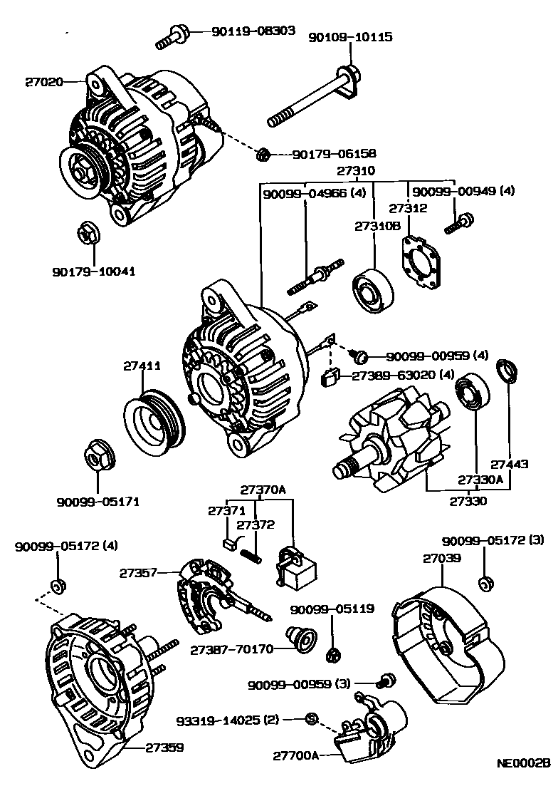 Toyota COROLLA Alternator EPC diagram — NE0002B