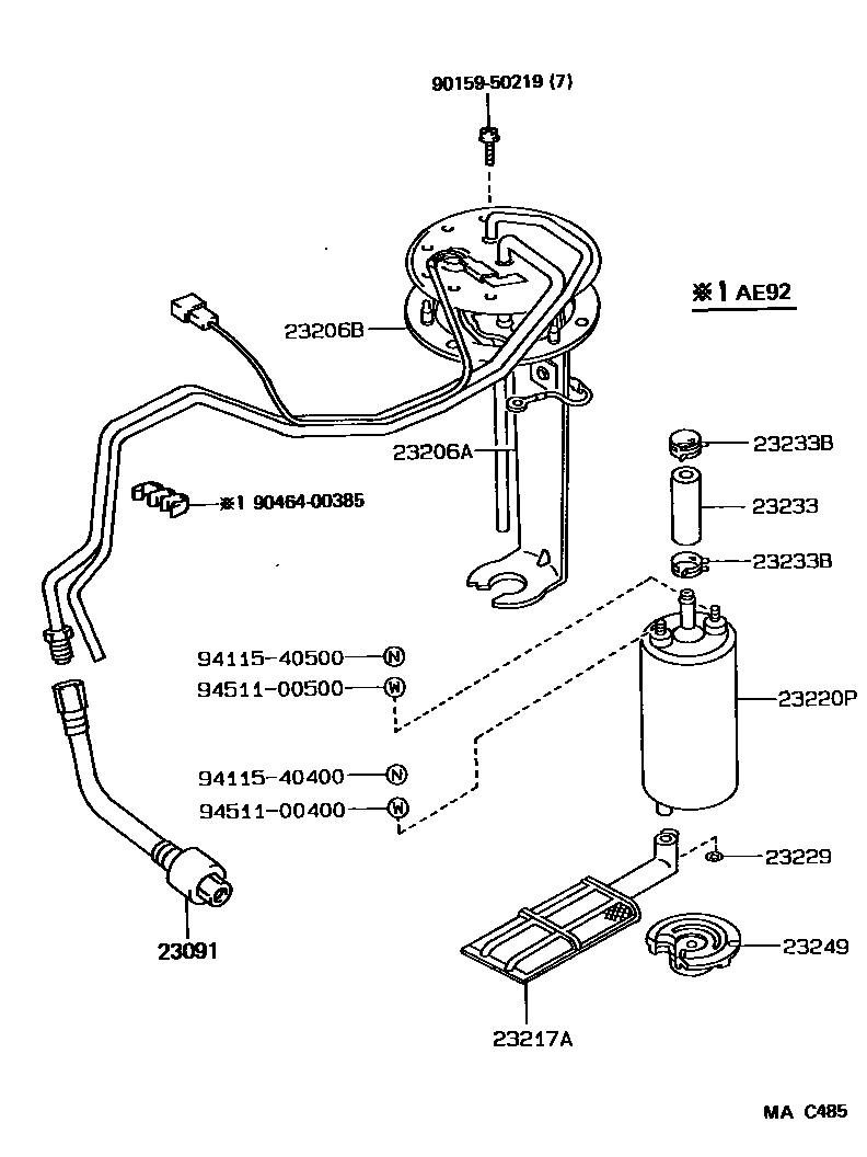 Toyota COROLLA 燃油喷射系统 EPC diagram — MAC485