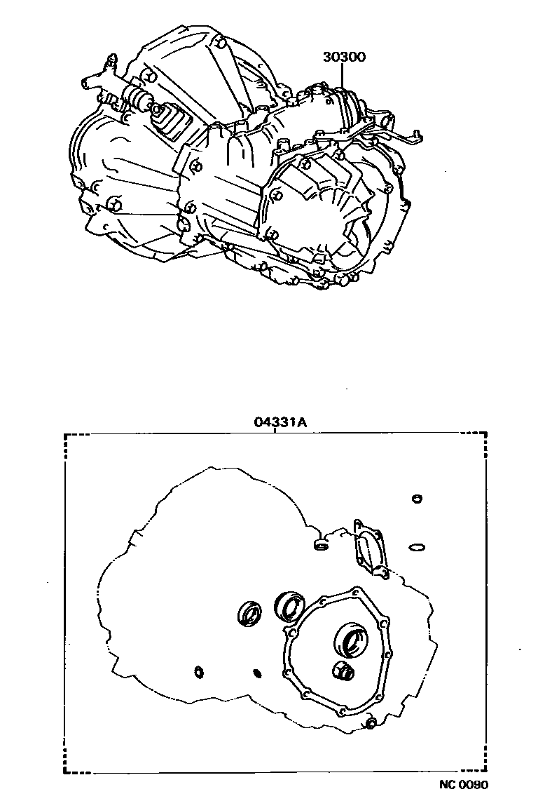 Toyota COROLLA 传动桥或变速器总成和衬垫组件(MTM) EPC diagram — NC0090