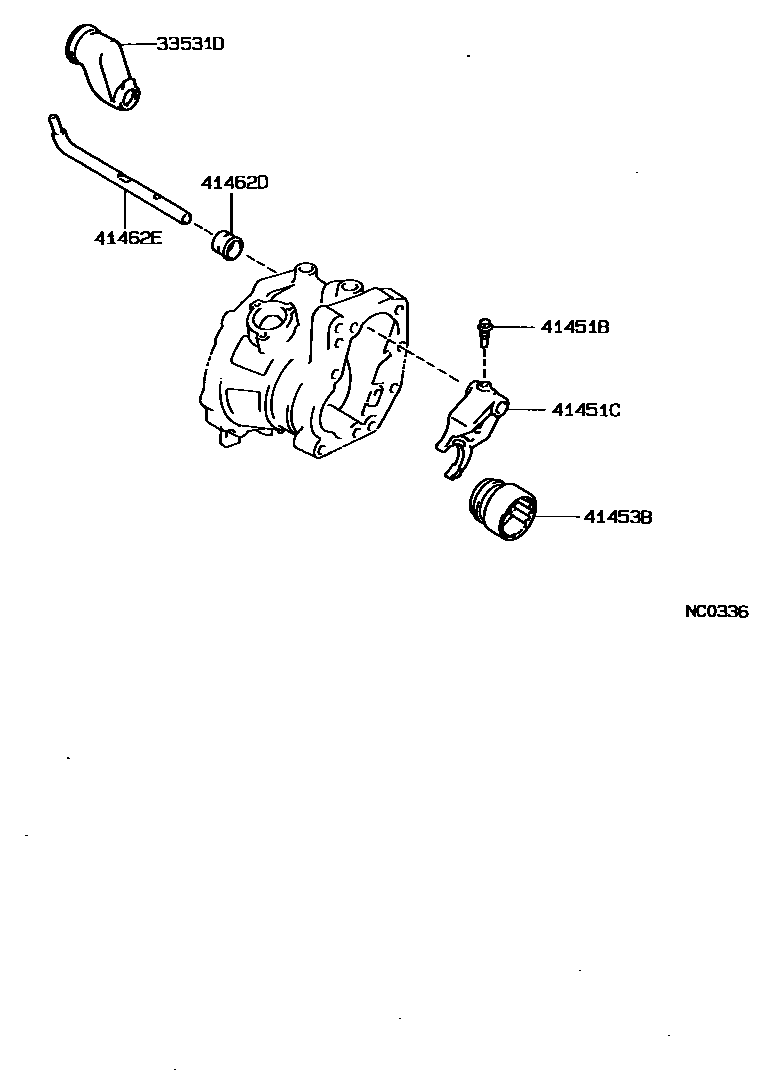 Toyota COROLLA Transfer Lever & Shift Fork Shaft EPC diagram — NC0336