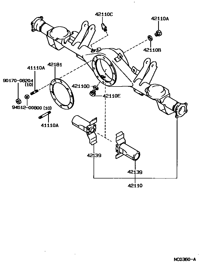 Toyota COROLLA 后桥壳和差速器 EPC diagram — NC0360A