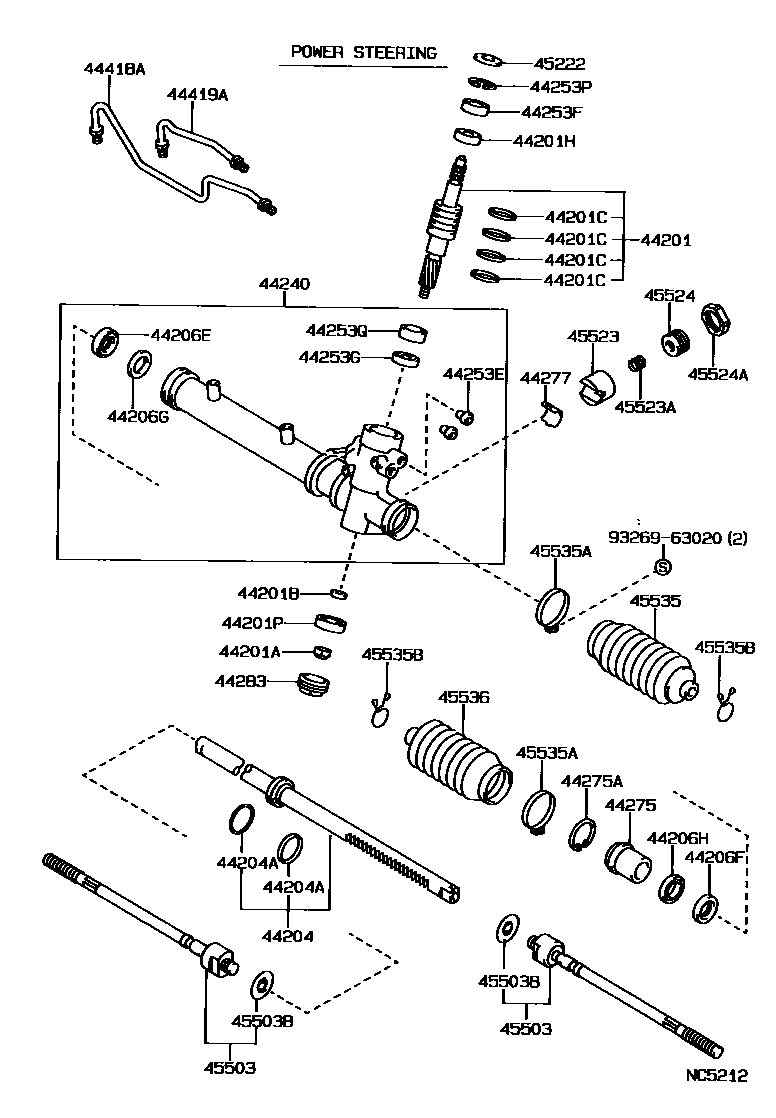 Toyota COROLLA 前转向齿轮和连杆 EPC diagram — NC5212