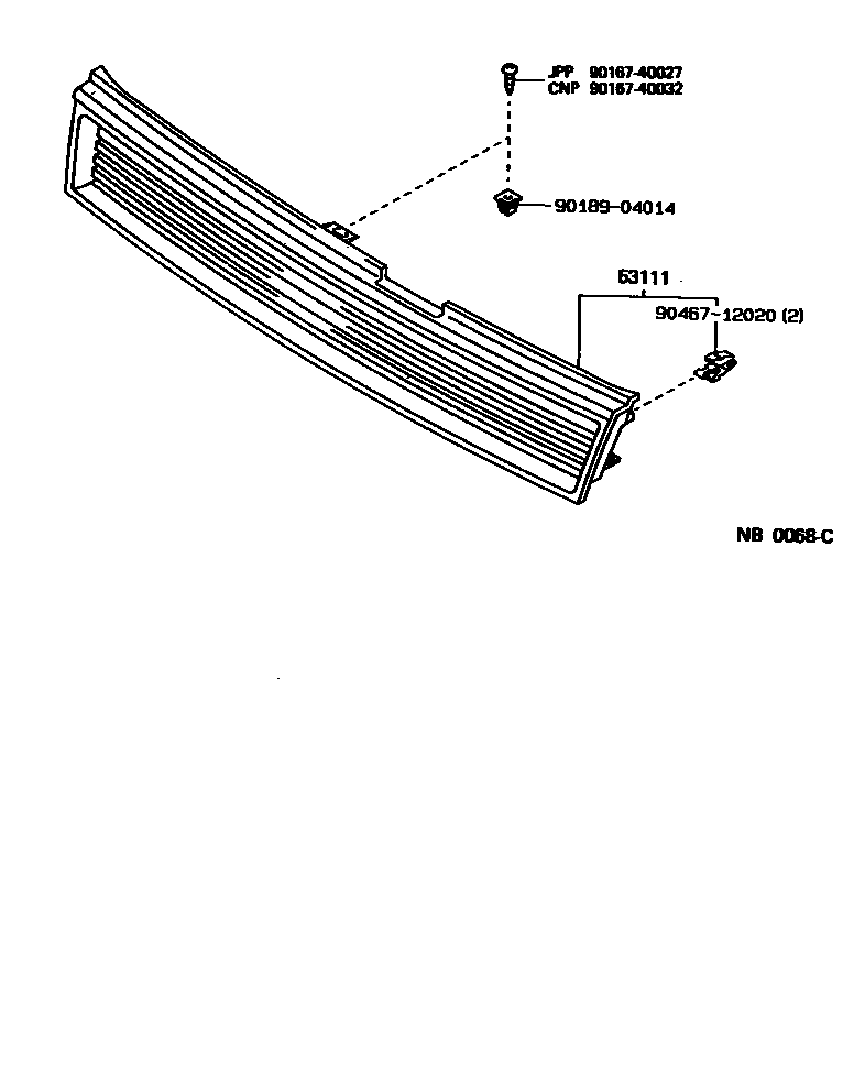 Toyota COROLLA radiator grille EPC diagram — NB0068C