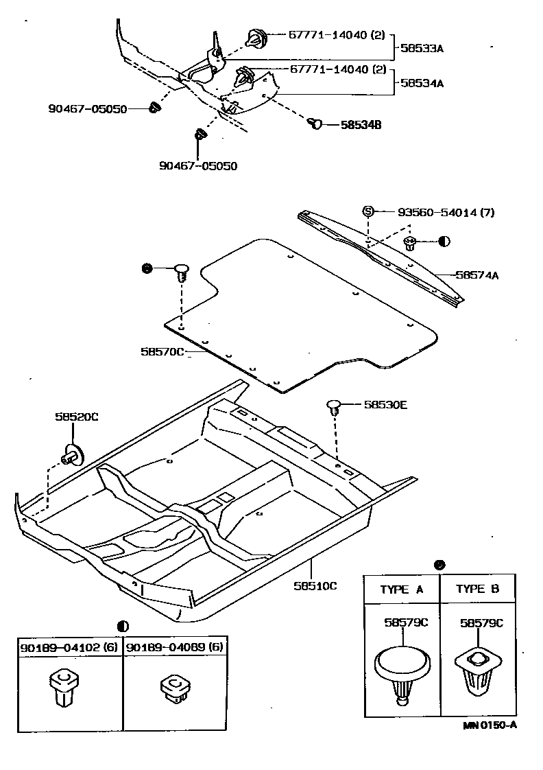 Toyota COROLLA 地板垫和地毯 EPC diagram — MN0150A