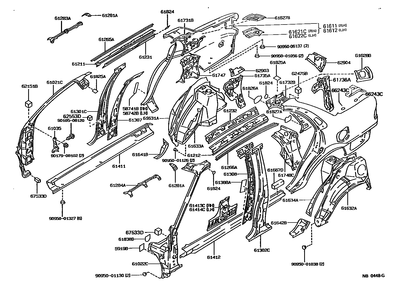 Toyota COROLLA 侧梁 EPC diagram — NB0448G