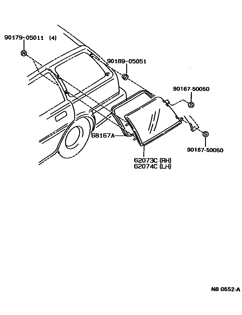Toyota COROLLA 角窗 EPC diagram — NB0552A