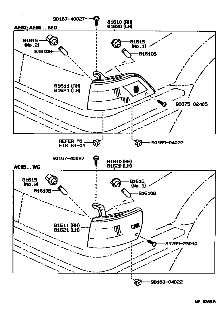Toyota COROLLA 前示宽灯 EPC diagram — NE0366B