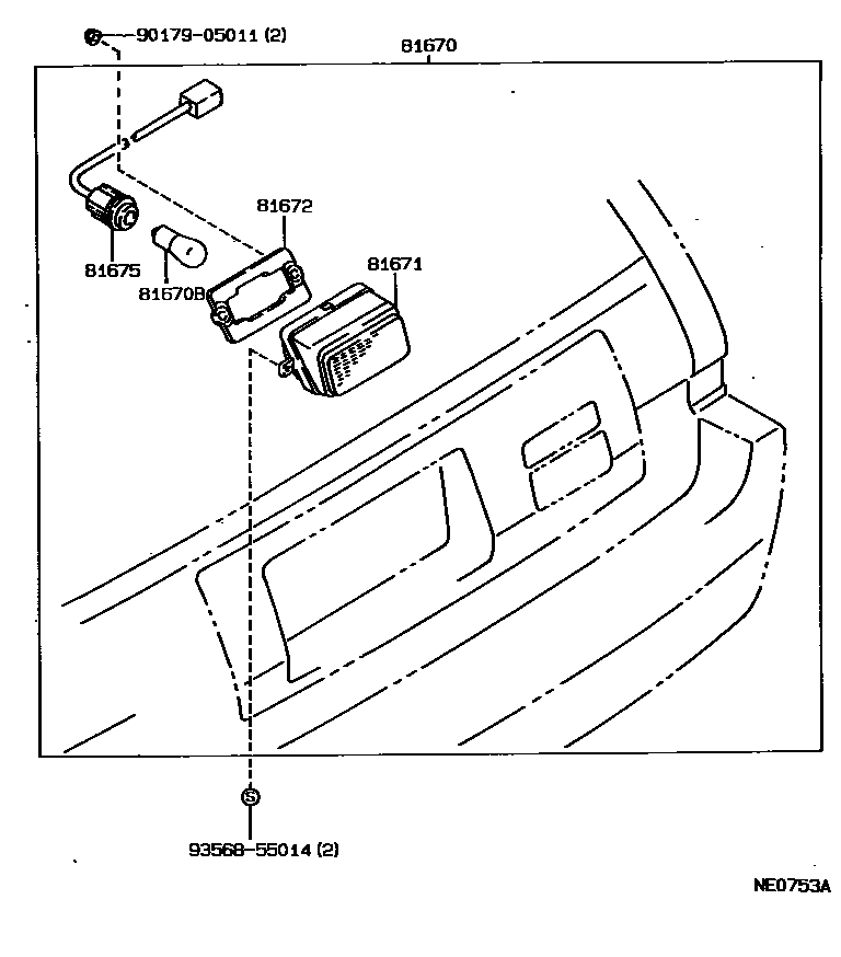 Toyota COROLLA 倒车灯 EPC diagram — NE0753A