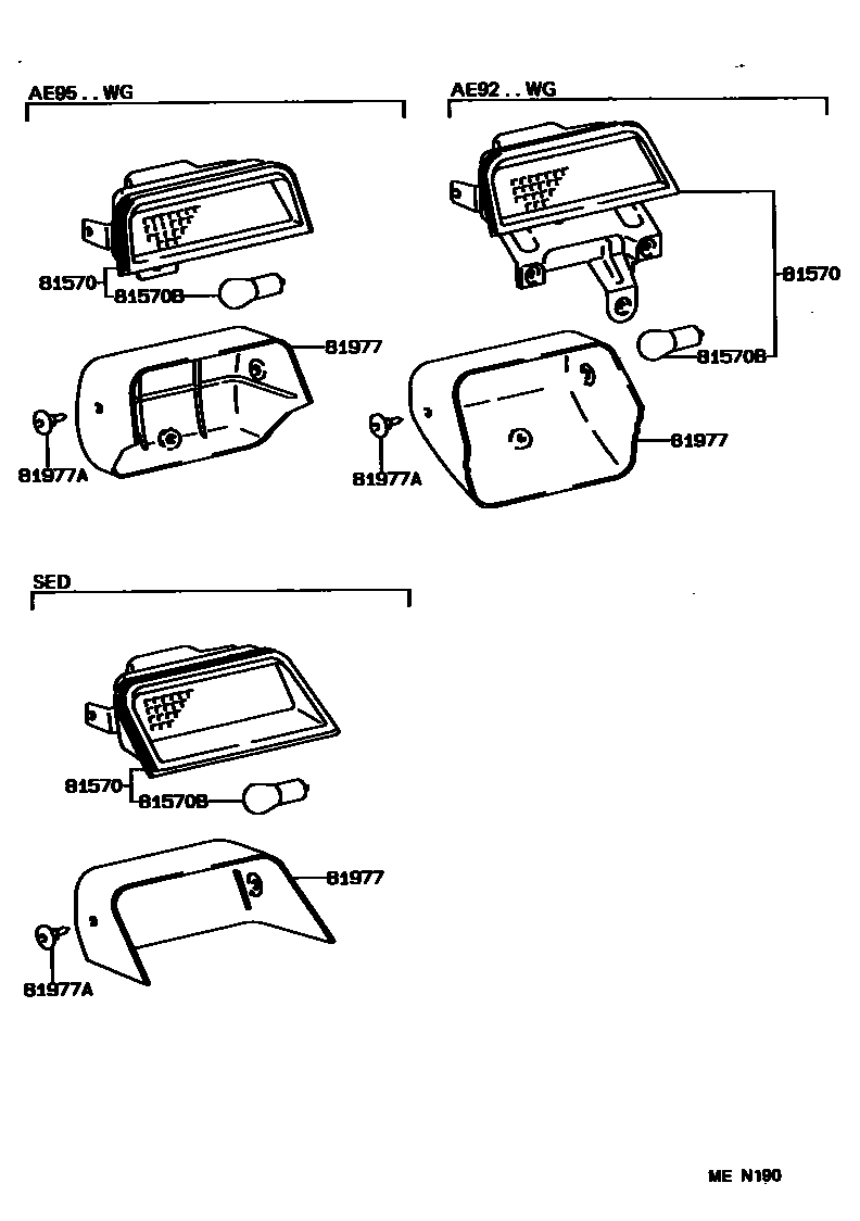 Toyota COROLLA 高位刹车灯 EPC diagram — MEN190