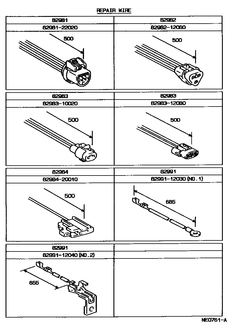 Toyota COROLLA 线束和卡夹 EPC diagram — NE0761A