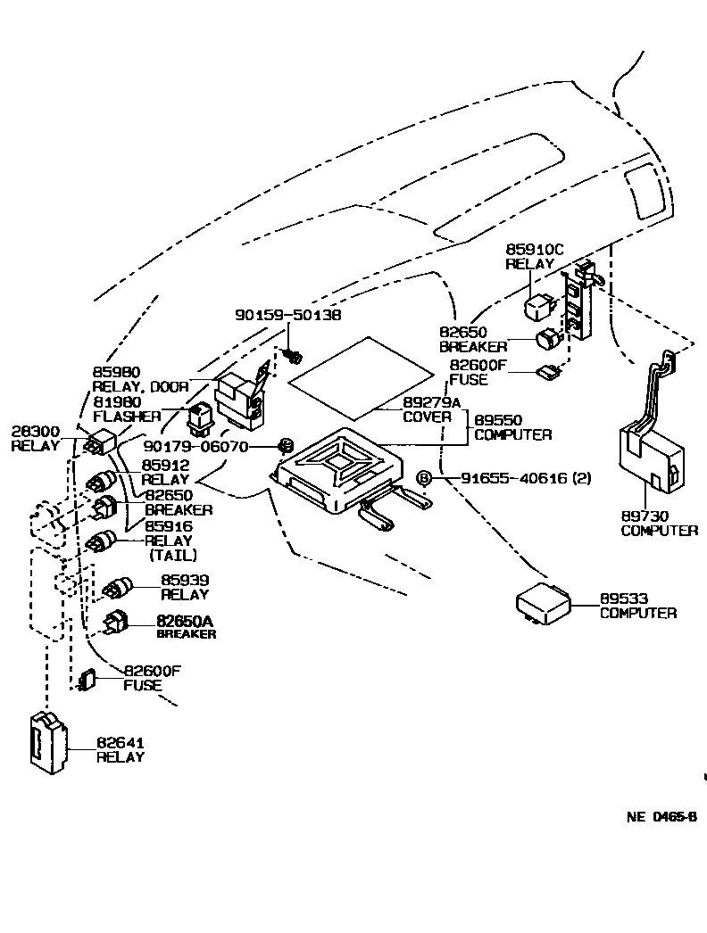 Toyota COROLLA 开关和继电器和ECU EPC diagram — NE0465B
