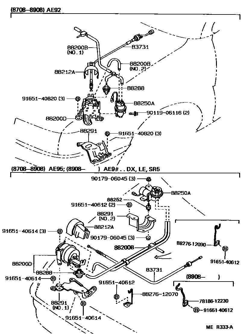 Toyota COROLLA 巡航控制(自动行驶) EPC diagram — MER333A