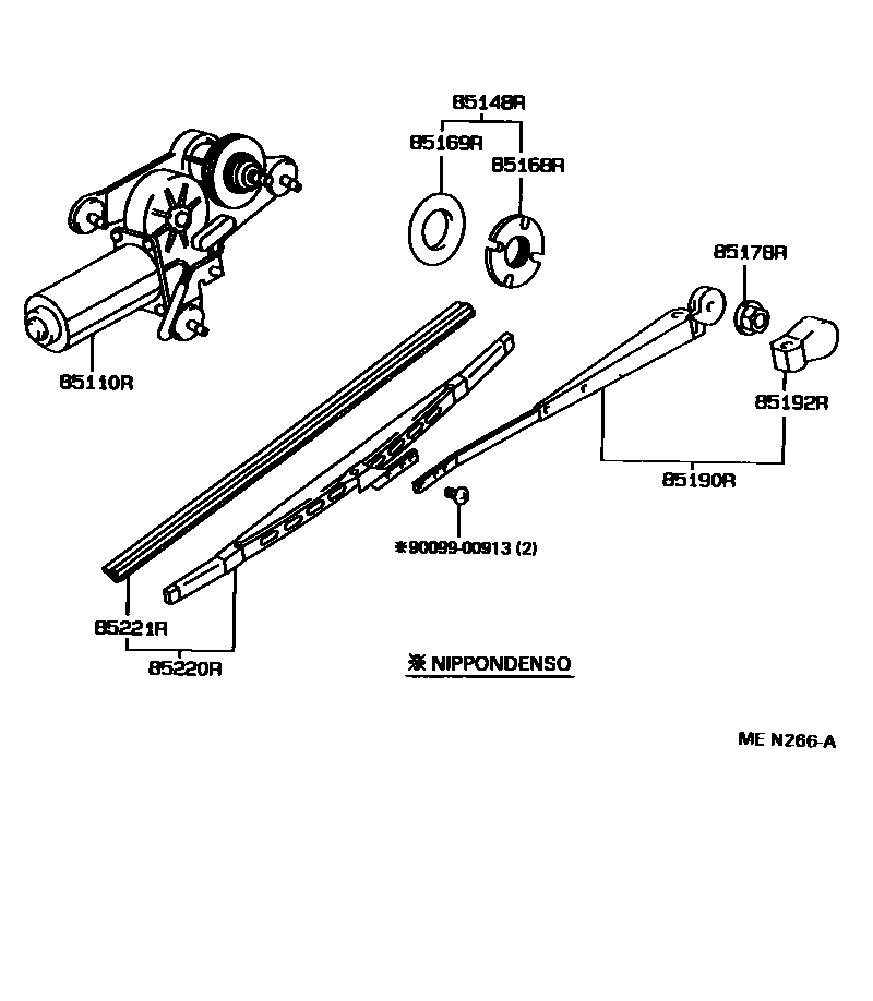 Toyota COROLLA 后刮水器 EPC diagram — MEN266A