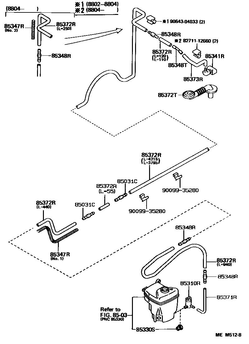 Toyota COROLLA 后清洗器 EPC diagram — MEM512B