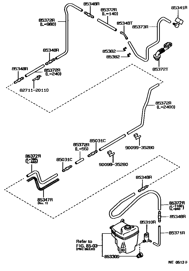 Toyota COROLLA 后清洗器 EPC diagram — NE0512F