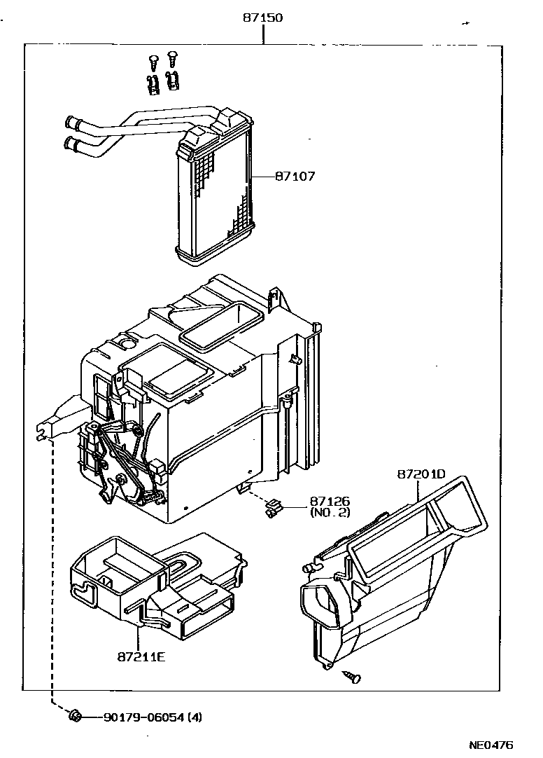 Toyota COROLLA 暖风和空调系统 - 加热装置和鼓风机 EPC diagram — NE0476