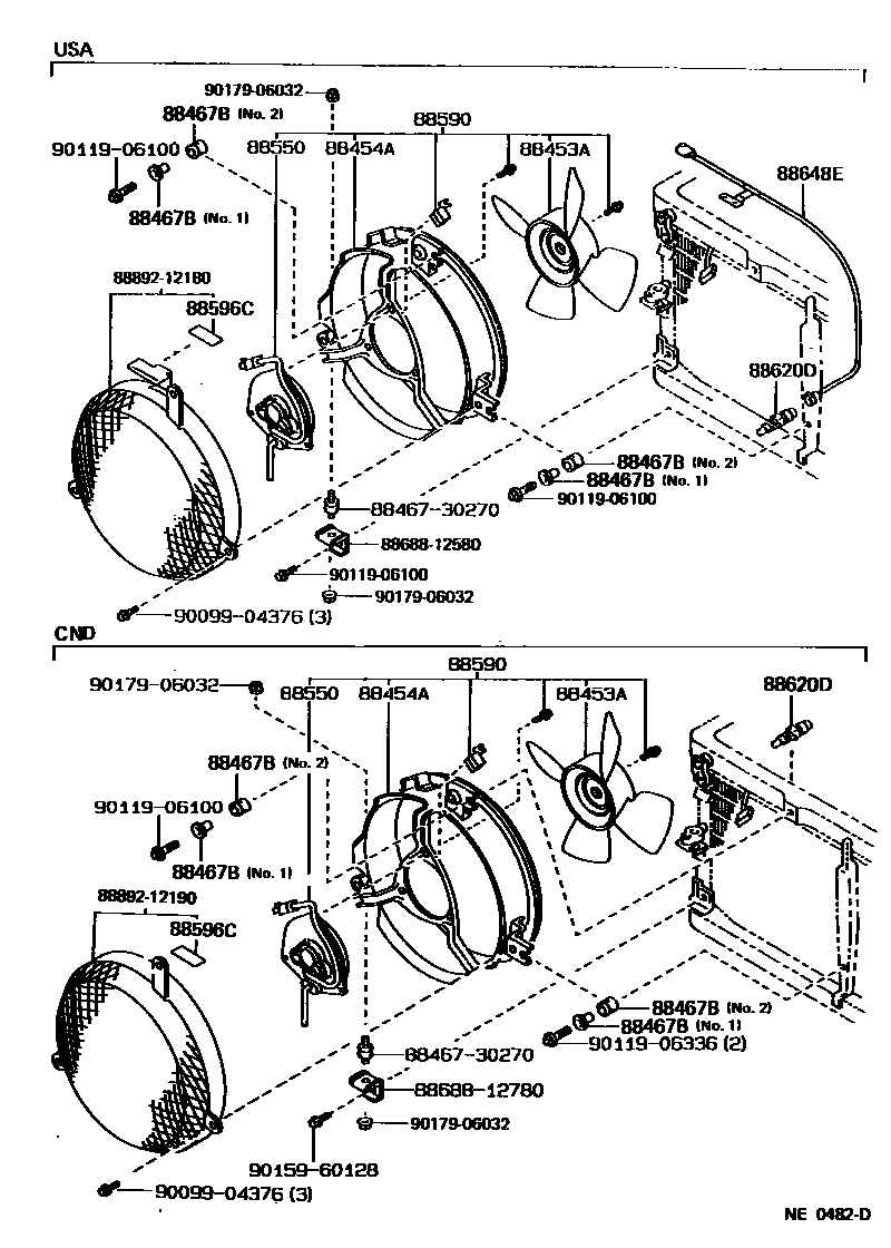 Toyota COROLLA Heating & Air Conditioning - Cooler Piping EPC diagram — NE0482D