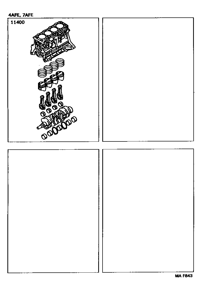 Toyota COROLLA Short Block Assembly EPC diagram — MAF843