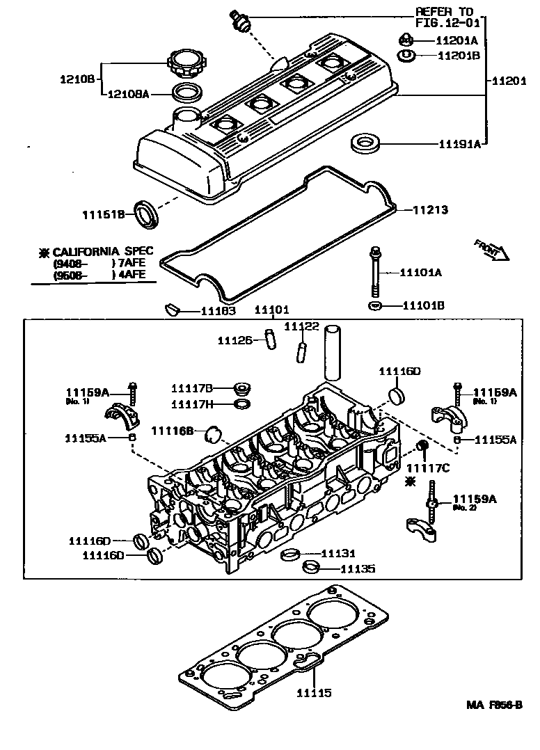 Toyota COROLLA Cylinder Head EPC diagram — MAF856B