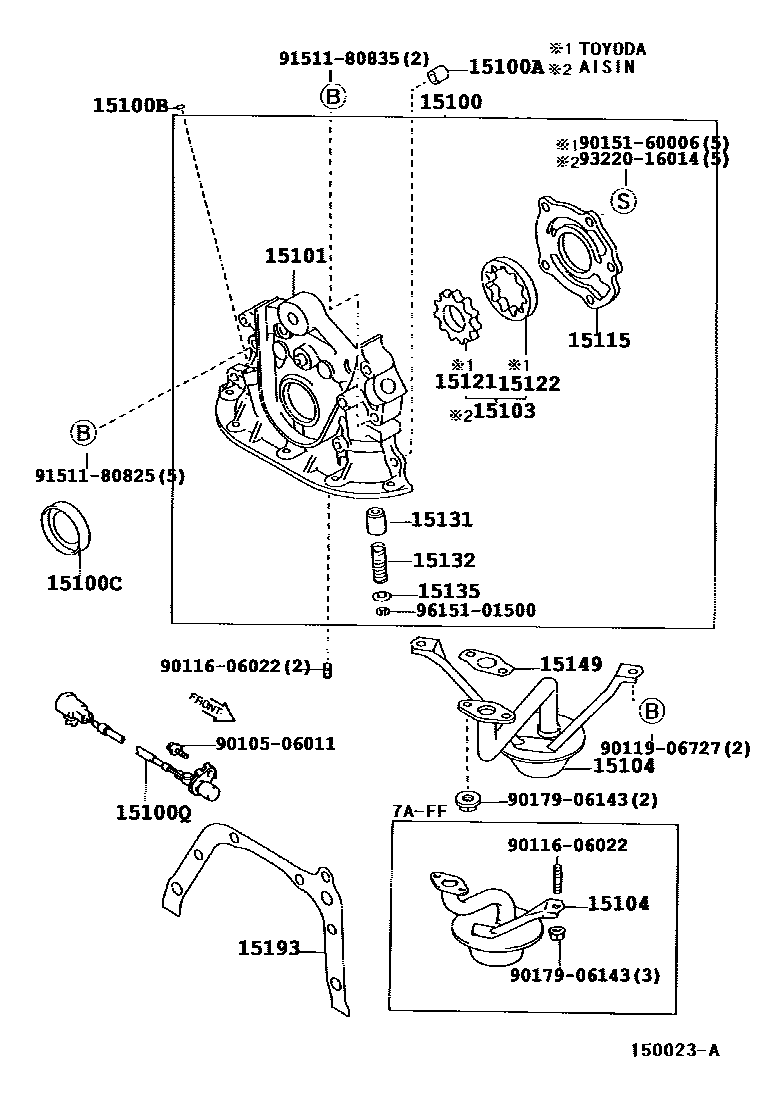 Toyota COROLLA Engine Oil Pump EPC diagram — 150023B