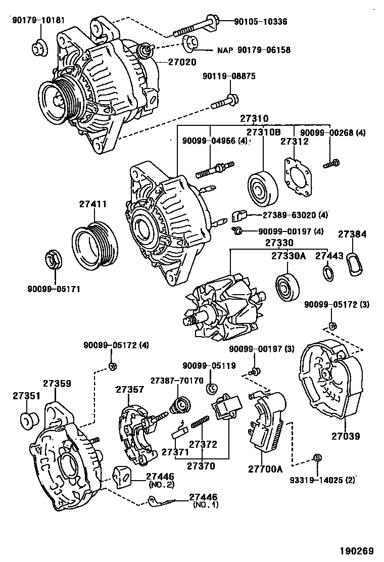 Toyota COROLLA Alternator EPC diagram — 190269