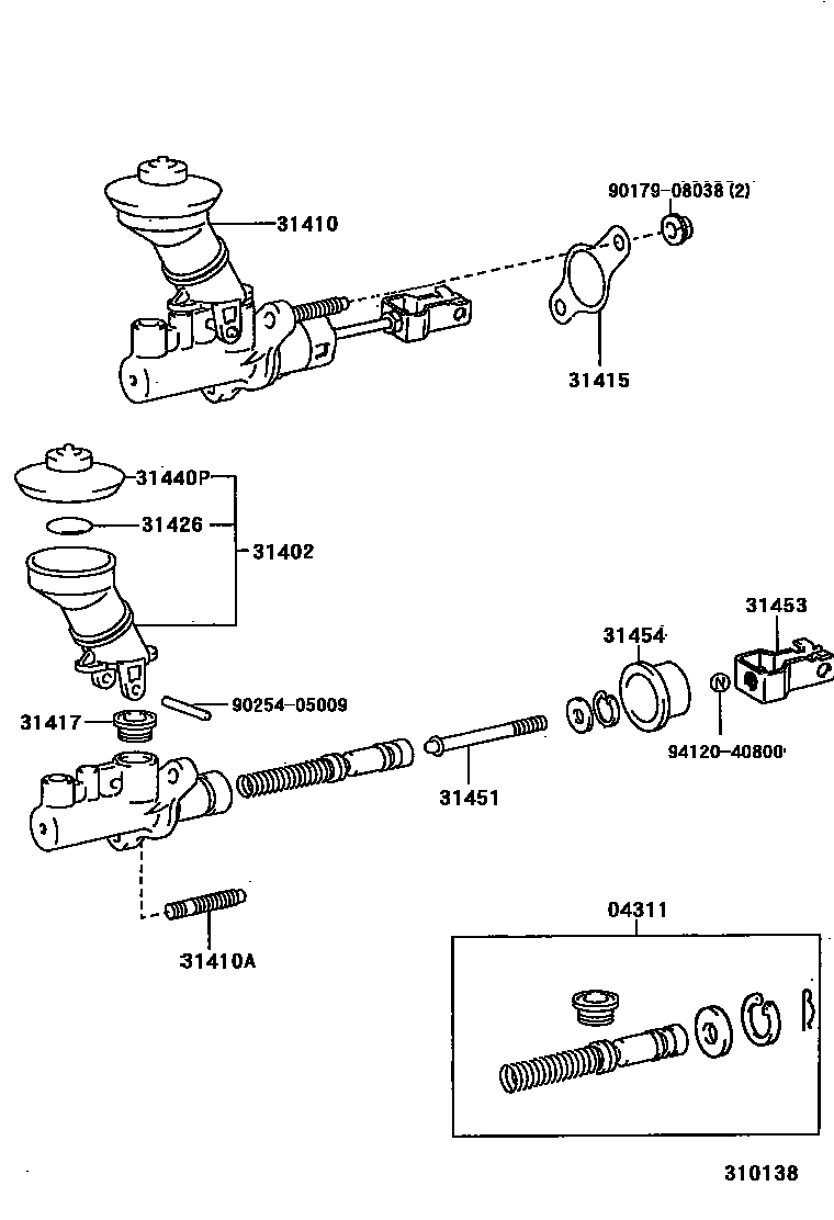 Toyota COROLLA 离合器总泵 EPC diagram — 310138