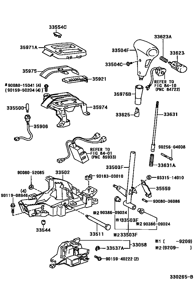 Toyota COROLLA Shift Lever & Retainer EPC diagram — 330265B