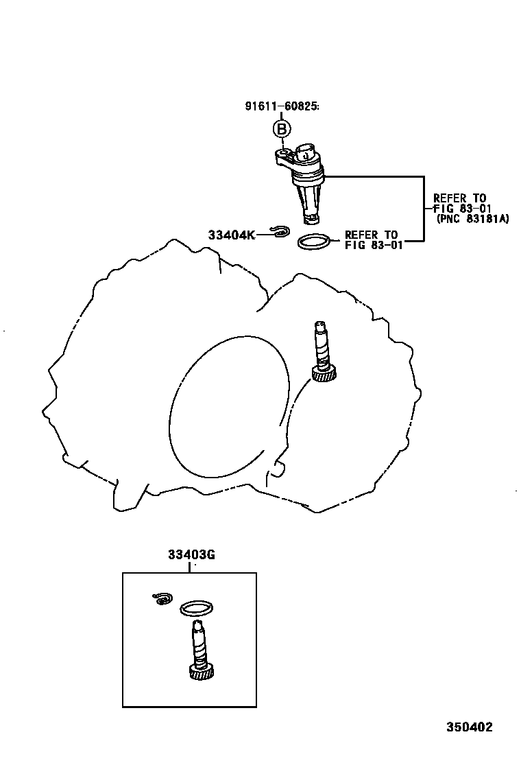 Toyota COROLLA 速度表从动齿轮(ATM) EPC diagram — 350402
